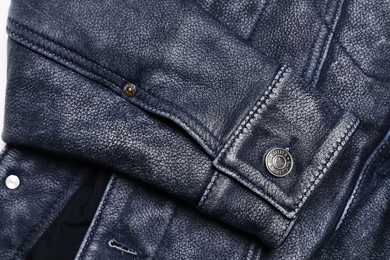 Men's Leather Faux Vintage Blue Cowboy Genuine Jacket Natural Cowhide Slim Short Coat Casual Style Single Breasted Retro Clothes 230831Z