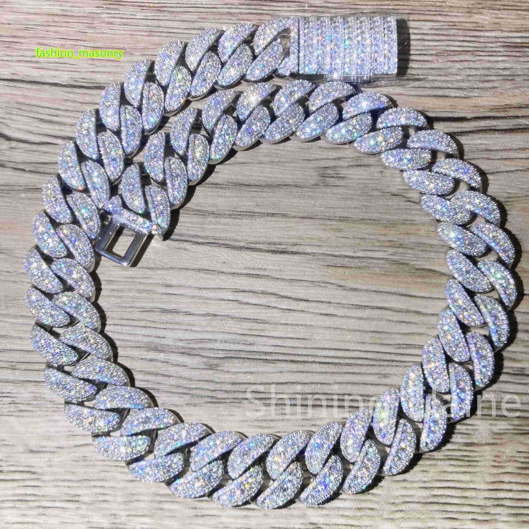 New Arrivals Moissanite Dia Sier Hip Hop Cuabn k Chain Jewelry Men Necklace