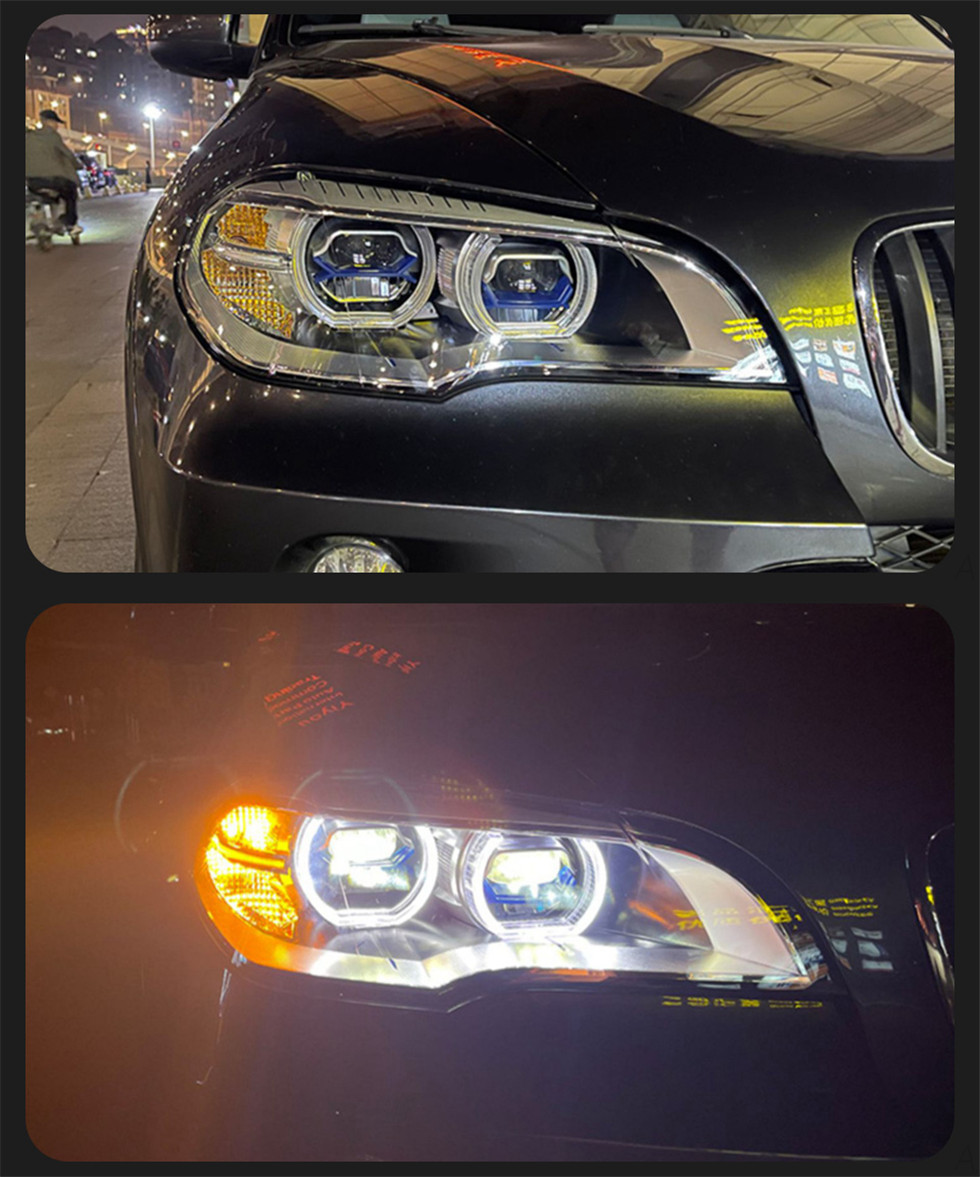LED Laser Style Headlight for BMW X5 Running Headlights 2007-2013 E70 High Low Beam DRL Signal Lamp