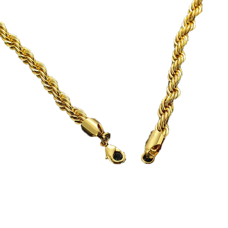 Chains Drop Gold Color 6mm Rope Chain Necklace For Men Women Hip Hop Jewelry Accessories Fashion 22inch