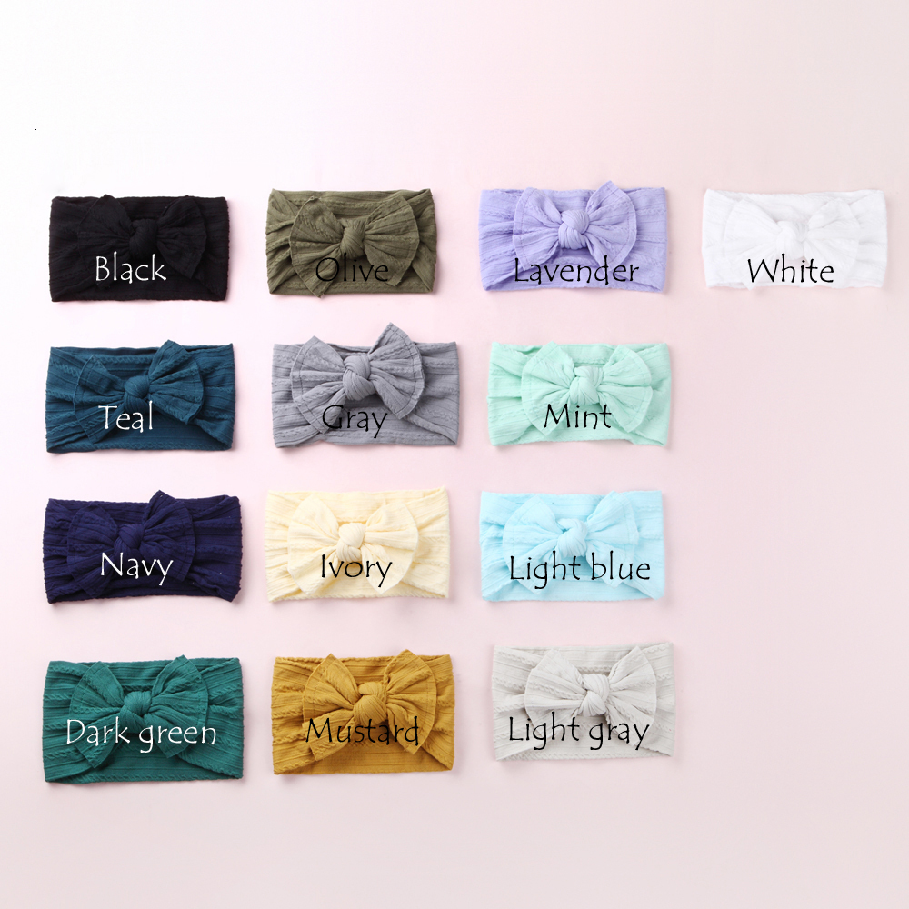 Hair Accessories Bulk 300pc/lot born Kids Cable Knit Wide Nylon Headbands Knotted Hair Bow Ribbed Headband Girls Hair Accessories DHL Free 230830