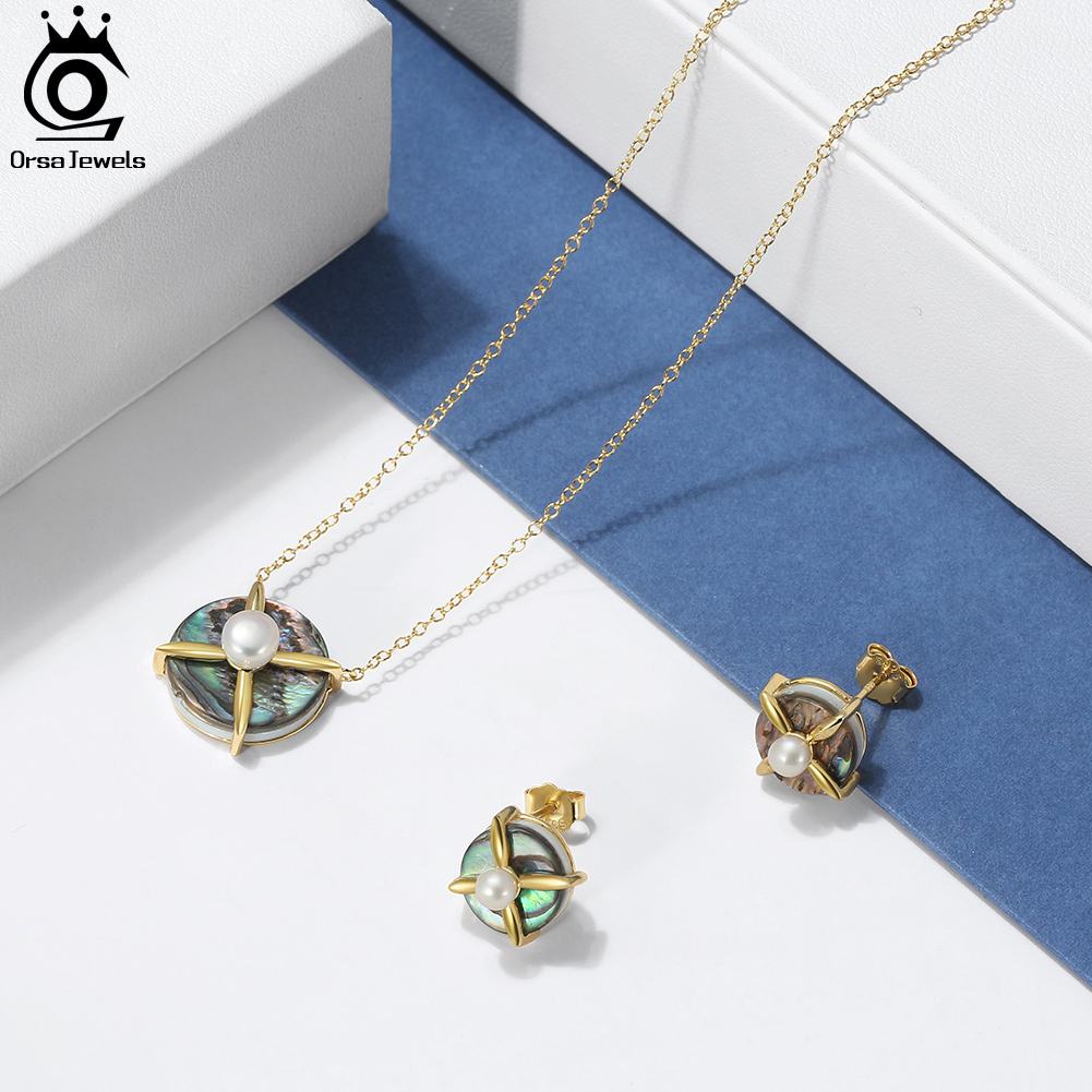 Ear Cuff ORSA JEWELS 14K Gold 925 Sterling Silver Pearl Earrings with Abalone Shell for Women Fashion Pearls Stud Jewelry GPE25 230831