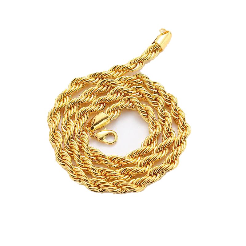 Chains Drop Gold Color 6mm Rope Chain Necklace For Men Women Hip Hop Jewelry Accessories Fashion 22inch