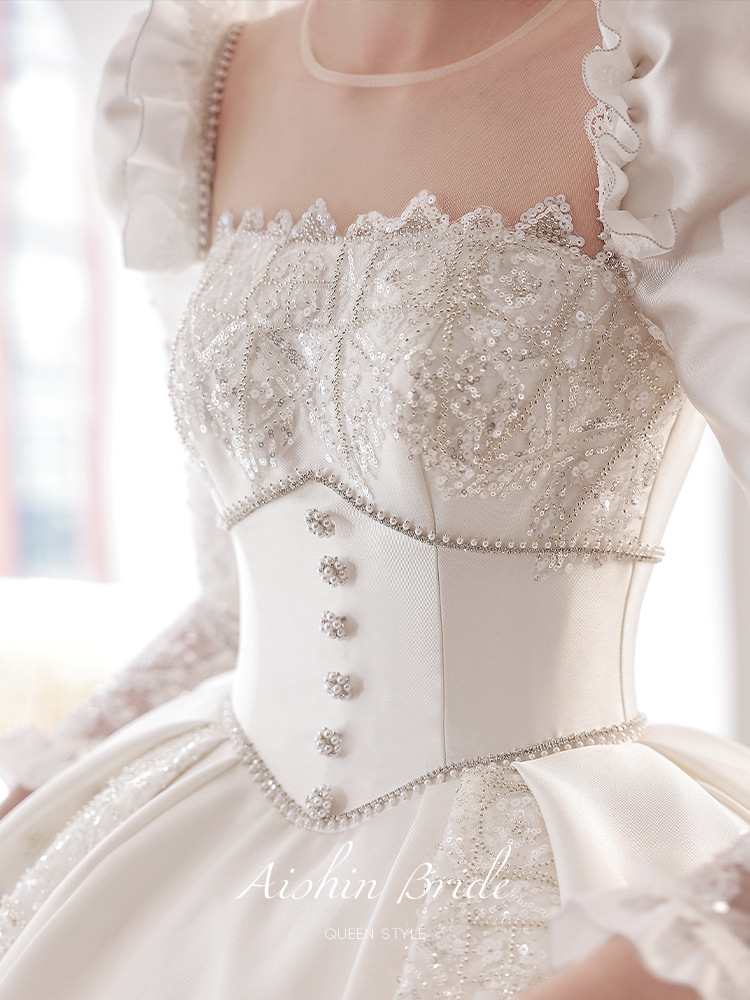 2023 Charmig Beach A Line Wedding Dresses for Bride Women Boho Plus Size Long Sleeves Lace Flowers Sheer Jewel Neck Backless Court Train Bridal Gown v