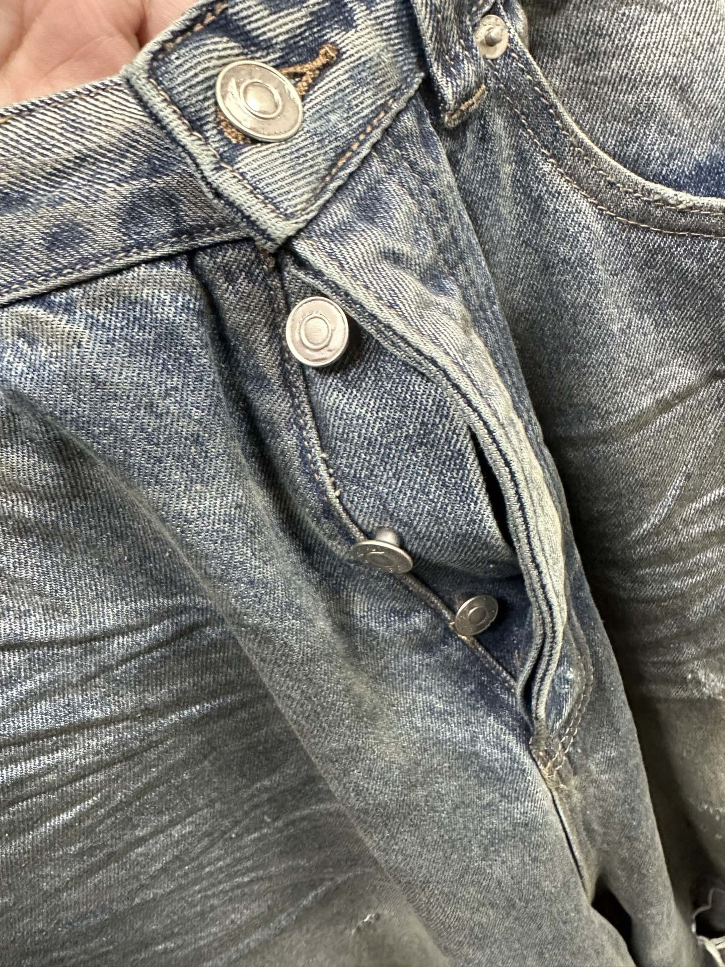 Original Bale Washed Loose Dyed Torn Dirty Jeans High Street Casual Denim Pants Men Hiphop Streetwear Causal
