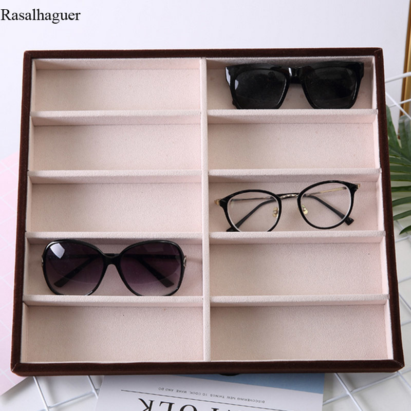 Jewelry Boxes Fashion Glasses Cases Beige 10 Grids Sunglasses Display Box Sunglasses Display Glasses Display Props Jewelry Organizer Tray 230831