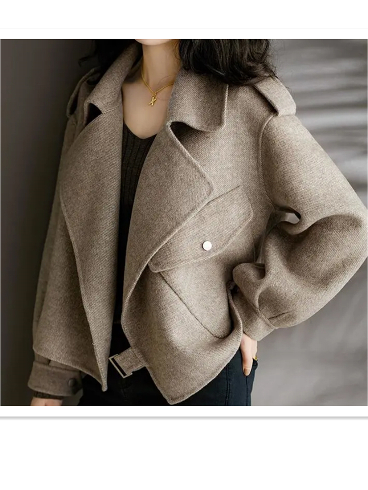 Women's Wool Blends Women Twill Woolen Jacket Short Coat 230830