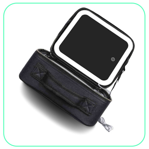 NXY cosmetic bags New travel makeup bag cases eva vanity case with led 3 lights mirror 220118