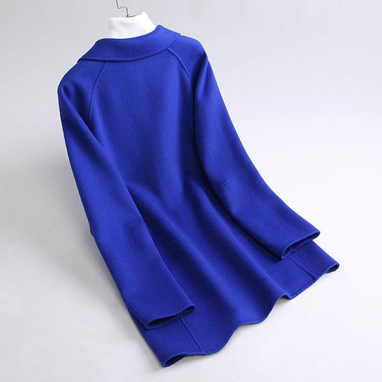815G213# Coats and Jackets Women Autumn & Winter Outerwear Women's Loose Woolen Fabric Medium Length Double-sided Wool Cashmere