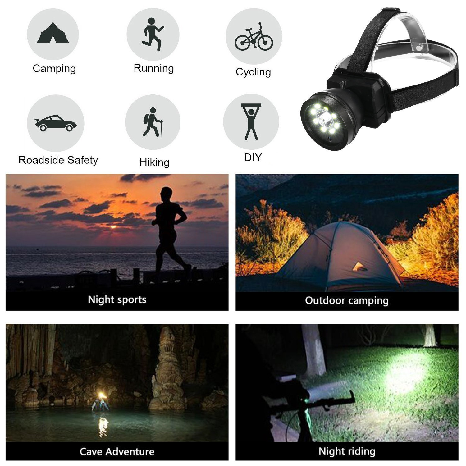 Mini Cameras 1080P Full HD Headlight DV Action Camera Portable Headlamp Video Recorder Loop 2 LED Built in 4000mA USB IPX4 Waterproof 230830