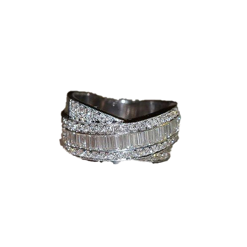 Size 6-10 Handmade Hot Sell Luxury Jewelry 925 Sterling Silver Princess Cut White Topaz CZ Diamond Ring Birthstone Women Wedding Ring