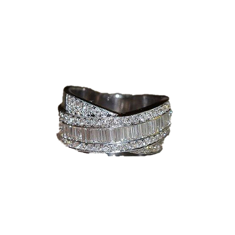 Size 6-10 Handmade Hot Sell Luxury Jewelry 925 Sterling Silver Princess Cut White Topaz CZ Diamond Ring Birthstone Women Wedding Ring
