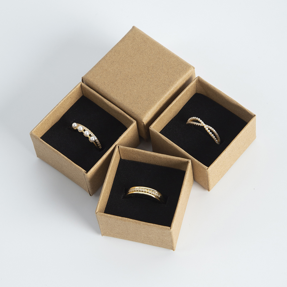 Jewelry Boxes 100pcs Rings Jewelry Box 4*4*3cm Kraft Gift Cardboard Boxes for Ring Necklace Earring Women Jewelry Packaging with Sponge Inside 230831
