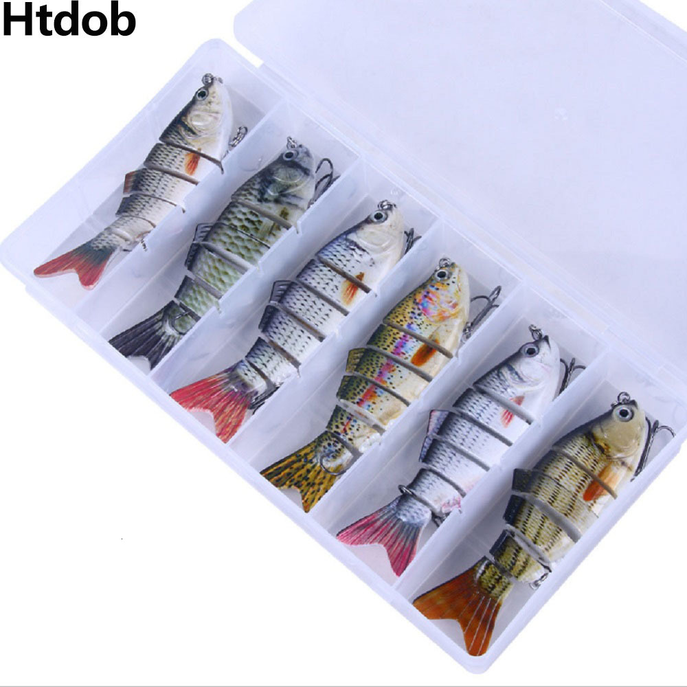 Baits Lures 6 Piecesset Fishing Lures Set With Box Multi Segments Jointed Hard Bait Wobblers Swimbait Crankbait Swim Bass For Pike Sinking 230830