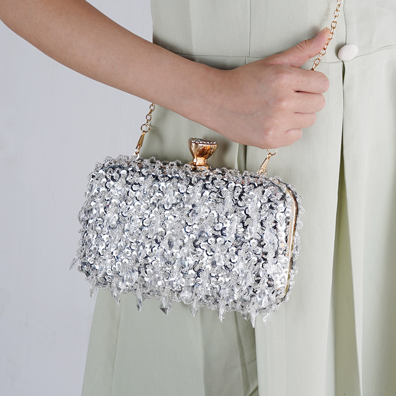 Evening Bags Women's Evening Bags Fashion Sequin Beaded Banquet Handbags Clutches Ladies Chain Small Shoulder Bag Purses 230830