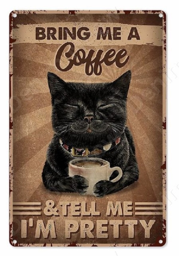 Funny Cat Wall Metal Poster Cute Pet Tin Sign Once Upon A Time There Was A Girl Who Loved Cat Vintage Art Poster Cat Lover Gift Door Sign Pet House Pa