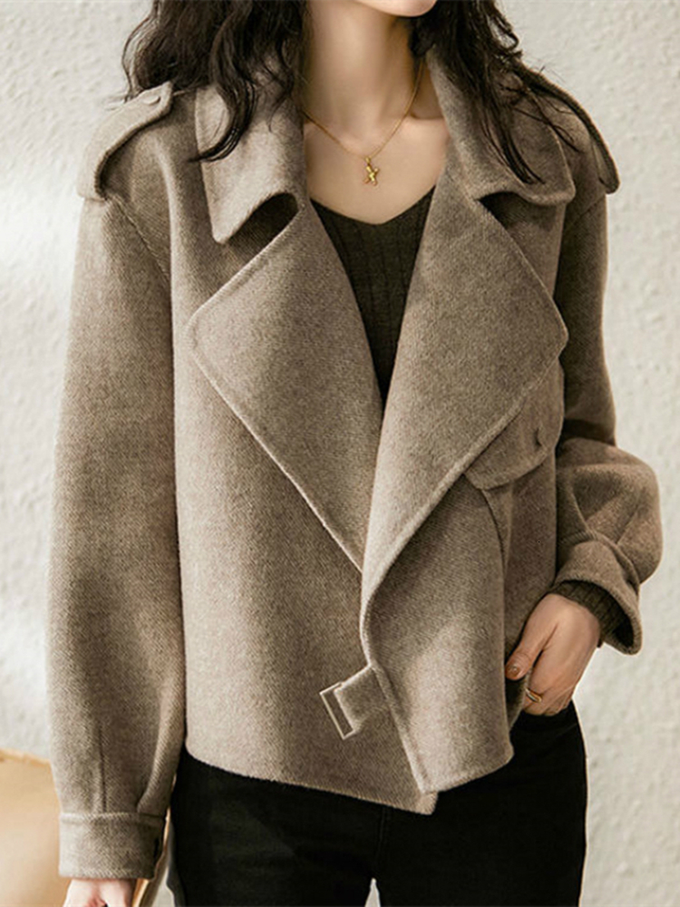 Women's Wool Blends Women Twill Woolen Jacket Short Coat 230830