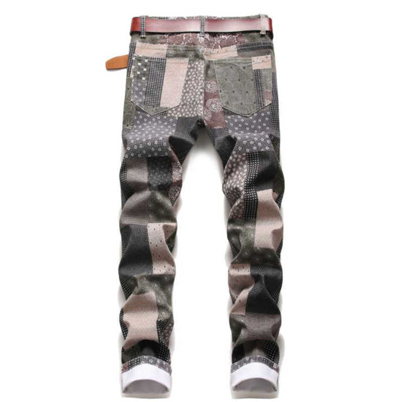 Men's Jeans New Fashion Mens Cotton Jeans Stitching Patch Elastic Slim Skinny Jeans Men Trousers Casual Male Denim Pants Vaqueros Hombre W0223