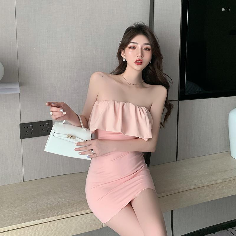 Casual Dresses Summer Women Off-Shoulder Lace Pink Dress Lady Chiffon Fashion Long Skirt Vintage Vestidos Robe Female Elegant Shirts Black