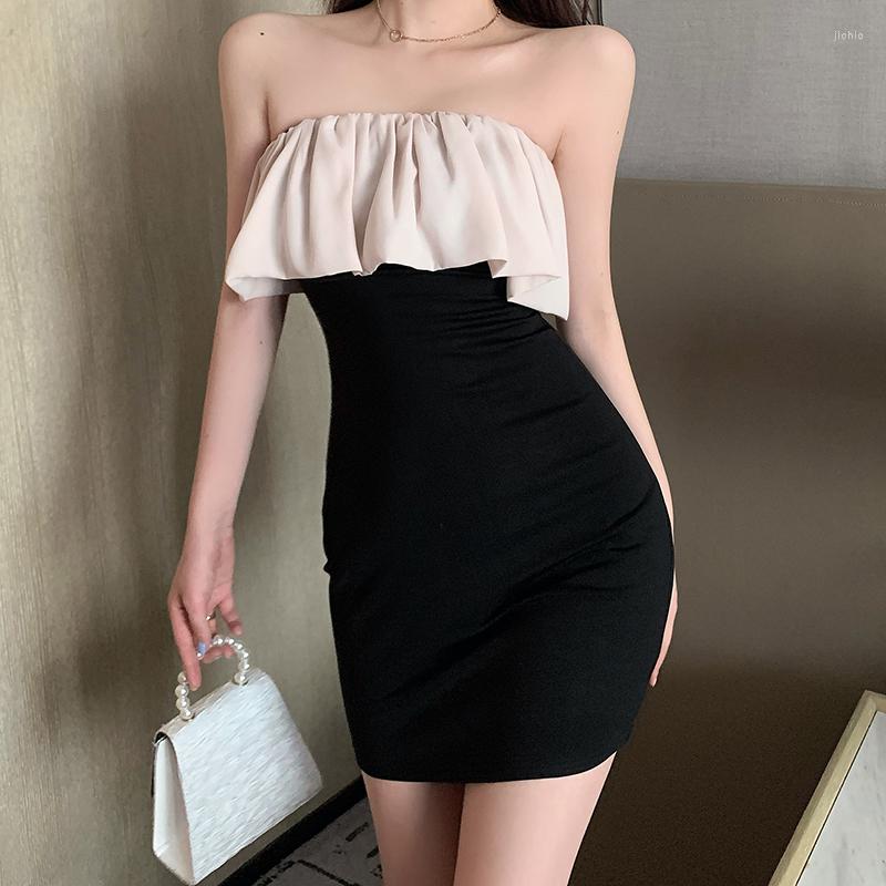Casual Dresses Summer Women Off-Shoulder Lace Pink Dress Lady Chiffon Fashion Long Skirt Vintage Vestidos Robe Female Elegant Shirts Black