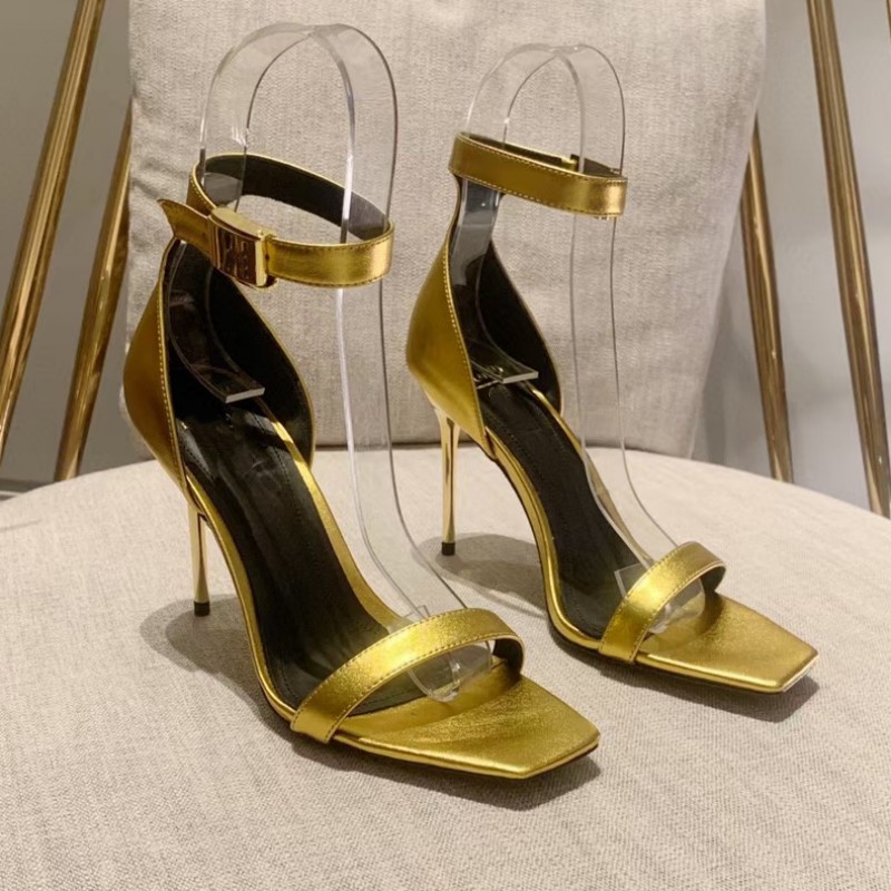 Metal buttons jewelry ankle strap sandals high-heeled stiletto high-heeled women's shoes party evening shoes open toe calfskin mirror luxury designer facto10.5cm, As pic
Metal buttons jewelry ankle strap sandals high-heeled stiletto high-heeled women's shoes party evening shoes open toe calfskin mirror luxury designer facto10.5cm, As pic