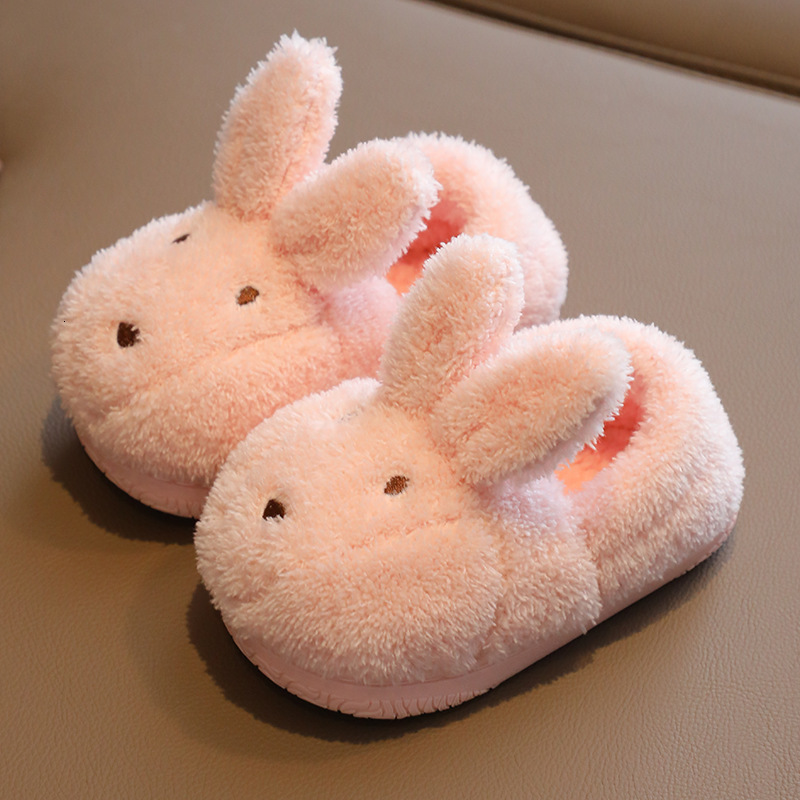 Slipper Winter Kids Shoes for Girl Slippers Bag Heel Cute Rabbit Girls Plush Shoes Boys Children's Indoor Shoes for Boys Warm Kids Shoes 230301