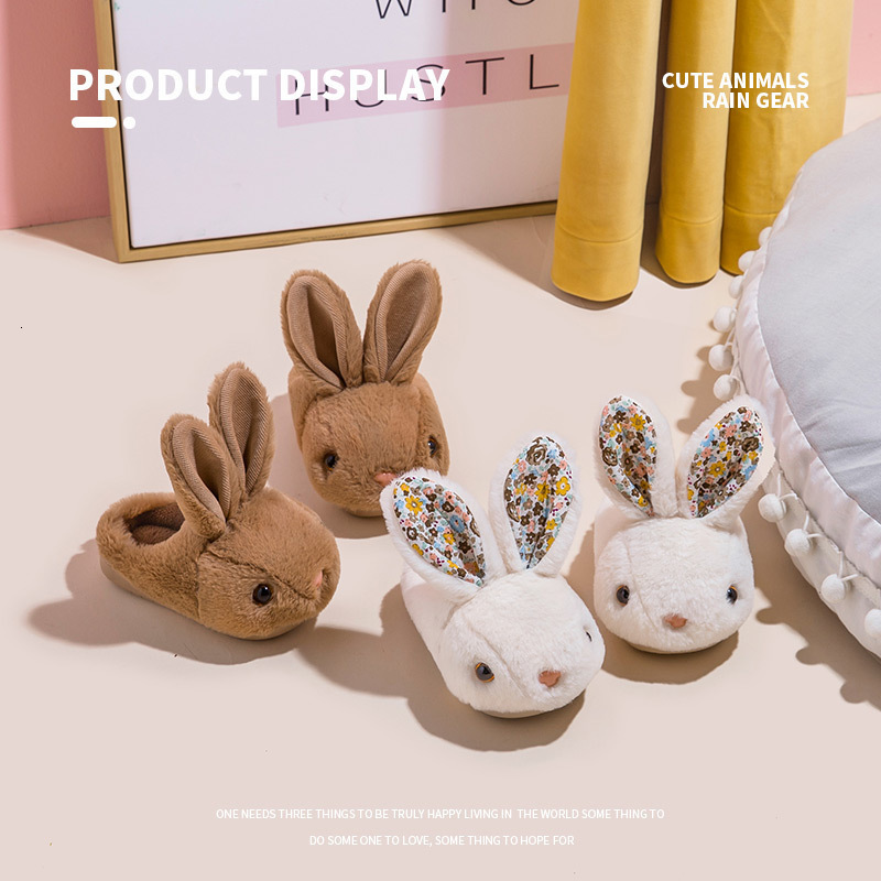 Slipper Baby Winter Slippers Children Boys Girls Cute Rabbit Plush Slipper Kids Indoor Fur Warm Shoes Child Home Floor Shoes 230301