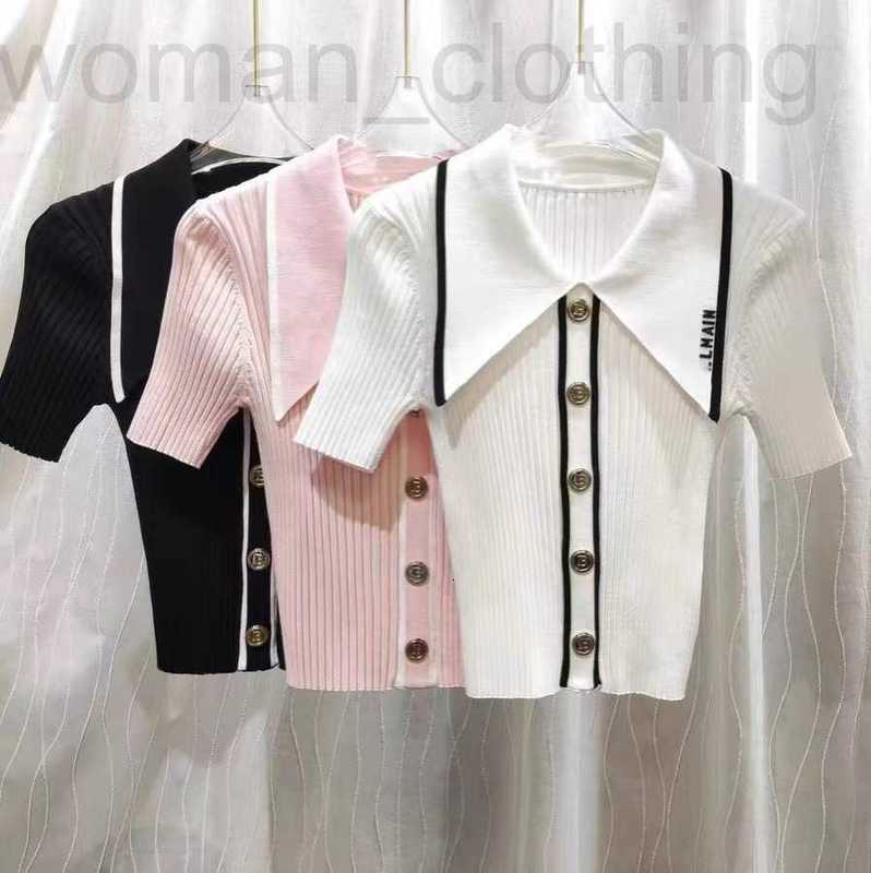 Women' T-Shirt Designer 22 Xia Mingyuan' temperament lapel single row gold button slim knit women' short sleeve jacket RH18, White
Women' T-Shirt Designer 22 Xia Mingyuan' temperament lapel single row gold button slim knit women' short sleeve jacket RH18, White