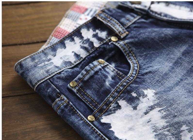 Men's Jeans New Fashion Brand Autumn Winter Patchwork Ripped Embroidered Stretch Trendy Holes Straight Denim Trouers Y2303