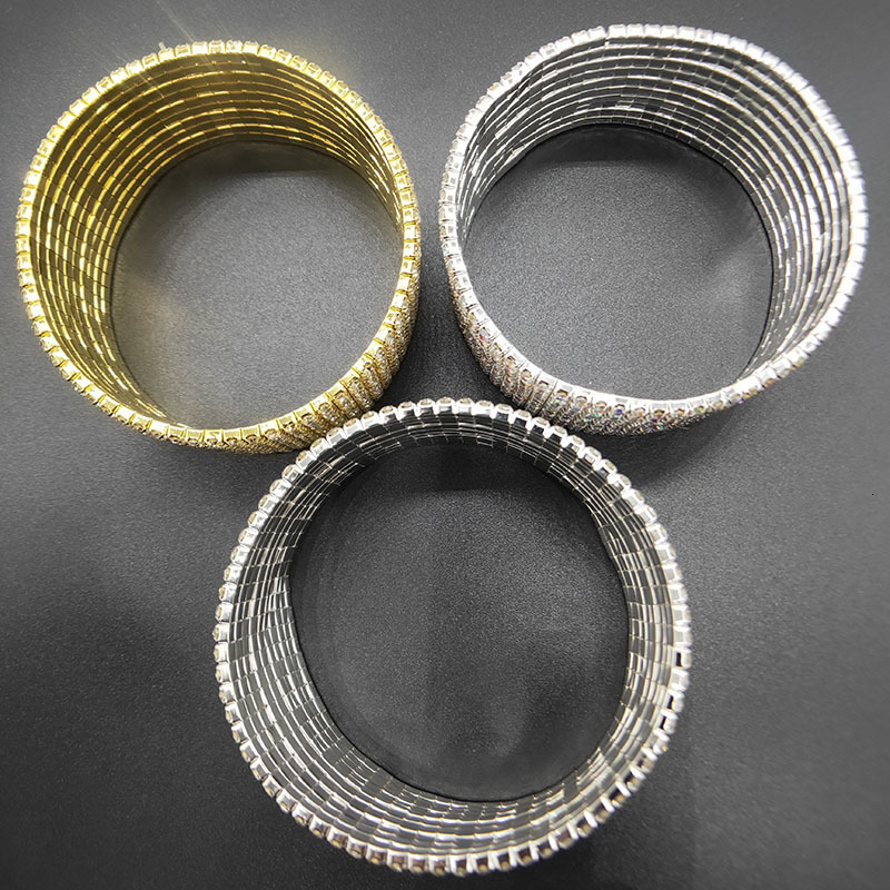 Anklets 10 Rows Crystal Anklets Silver Plated and Gold Color Anklet Chain AB Stone Elastic Stretch Ankle Bracelets for Women 230228