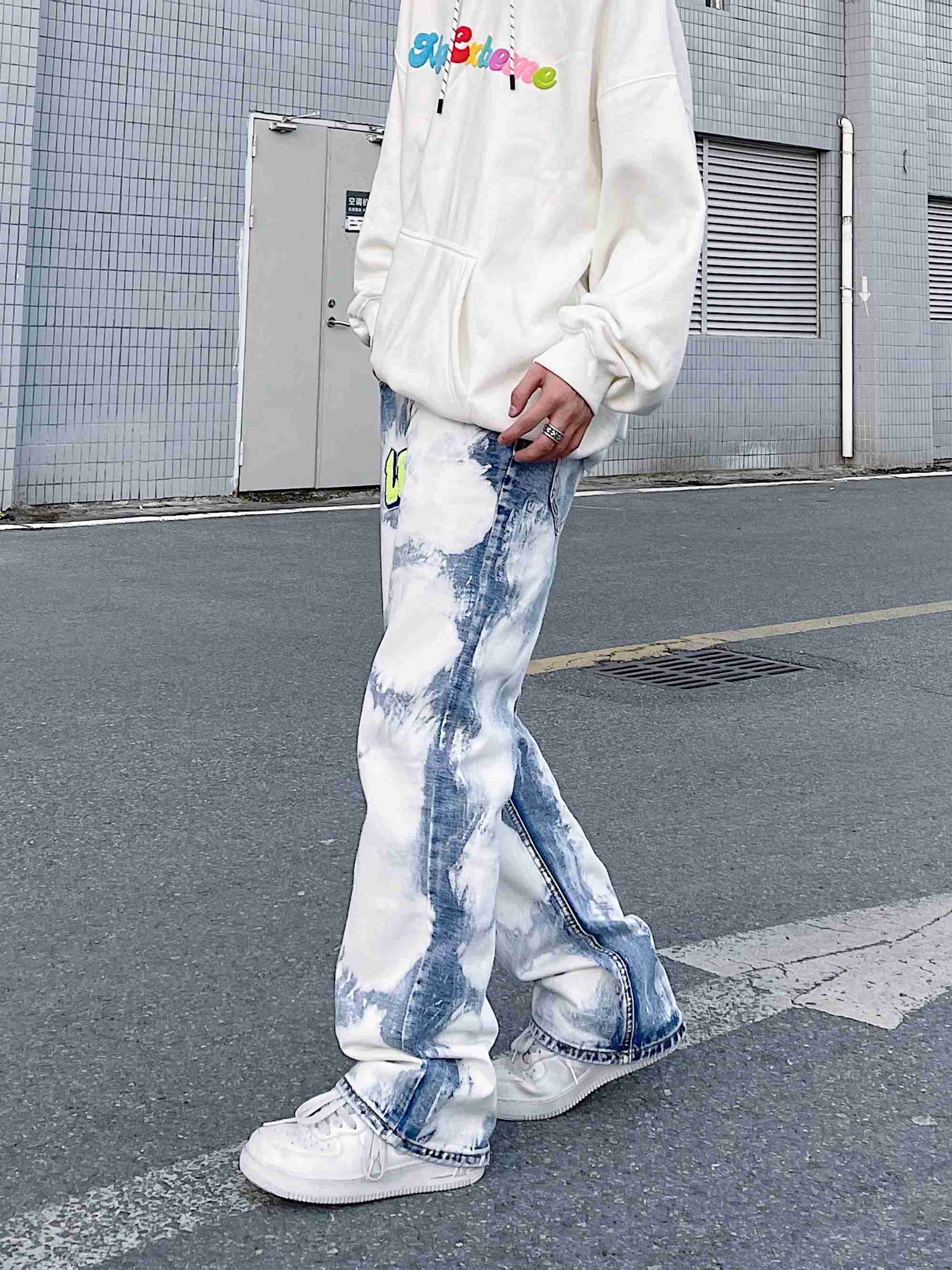 Men's Jeans Tie Dye Jeans Denim Trousers Hip Hop Fashion Embroidery Men's Pants Harajuku Baggy Streetwear Trendyol Y2k Casual Kpop Clothes Z