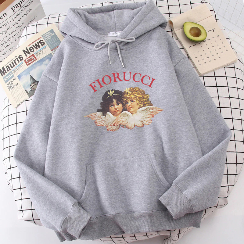 Womens Hoodies Sweatshirts Fiorucci Angel Girls Hoodie Sweatshirt Printed Y2k Gothic Aesthetic Unisex Streetwear Tops AutumnWinter Clothes 230301