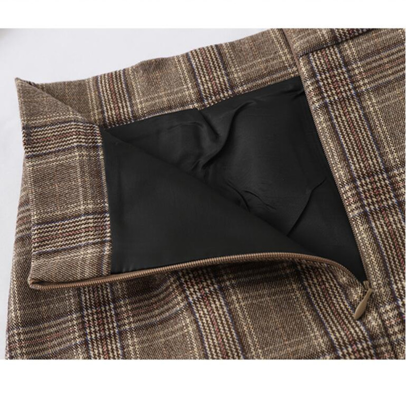 Skirts Autumn Korean Women Plaid Skirt Womens High Waist A-line Skirts Winter Vintage Lattice Mini Short Skirts Female Khaki Gray 230301