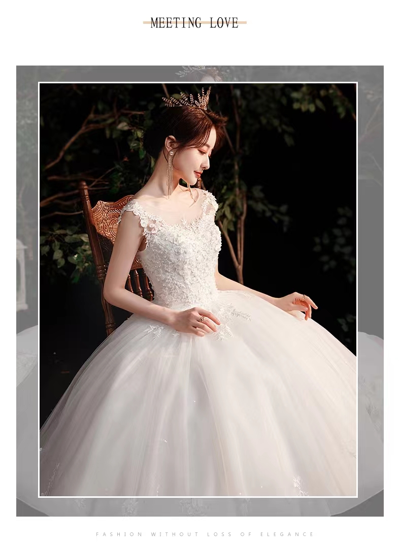 2023 super quality bridal with round neck wedding ball gown with lace luxury and elegant, White
2023 super quality bridal with round neck wedding ball gown with lace luxury and elegant, White