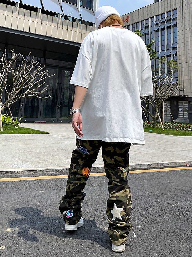 Men's Jeans Camo Pants Baggy Jeans Hip Hop Trousers for Men Oversize Cargo Streetwear Denim Y2k Man Trendyol Woman Casual Green Men's Z0301