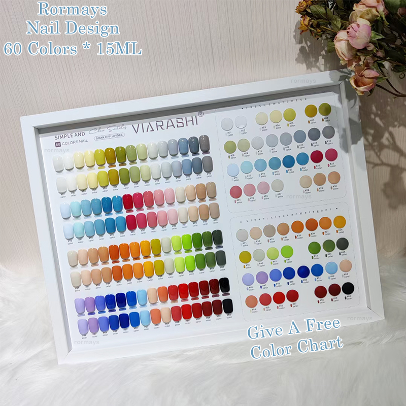 Rormays Fashion gel 60 Color nail polish Rainbow Color Set Semi Permanent Sequins Shiny Gloss UV LED Nail Art Design gel Varnish 15ML Wholesale Factor