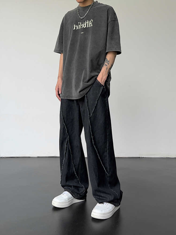 Men's Jeans HOUZHOU Hip Hop Distressed Jeans Pants Men Ripped Patchwork Denim Trousers Male Oversize Loose Casual Japanese Streetwear 5XL Z0301