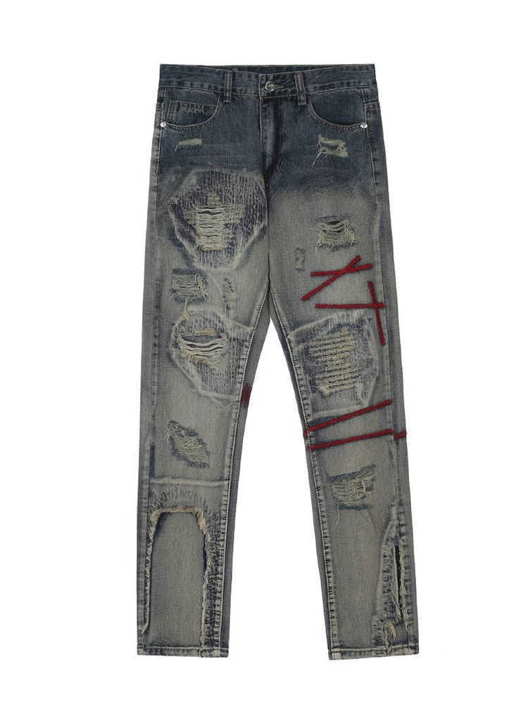 Men's Jeans HOUZHOU Skinny Jeans Men Hop Hip Punk Rave Denim Trousers Male Vintage Jeans Pants for Men Japanese Streetwear Hippie Hole Z0301