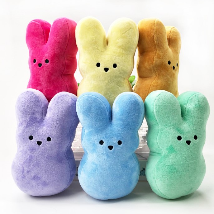 

7 Colors Peeps Stuffed Easter Bunny Party Supply Velvet Plush Cute Rabbits Kids Toddler Baby Animal Doll Toy Cuddle Toys Boys Girls Birthday Christmas Gift A0080