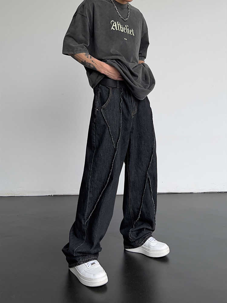 Men's Jeans HOUZHOU Hip Hop Distressed Jeans Pants Men Ripped Patchwork Denim Trousers Male Oversize Loose Casual Japanese Streetwear 5XL Z0301