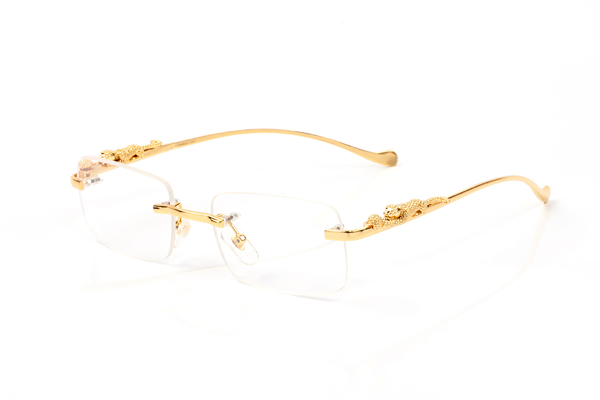 Mens Glasses Sunglasses Designer Women Trendy Gold Silver Leopard Frames Panther Sunshade Eyewear Composite Metal Rimless Optical Rectangle Sonnenbrille Gafas