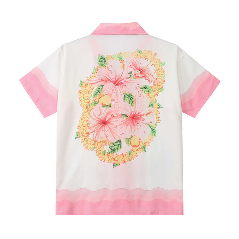 Men's Casual Shirts Dark Floral Printed Hawaiian Shirts Men Women Summer Holiday Beach Men's Shirt Short Sleeve Z0224