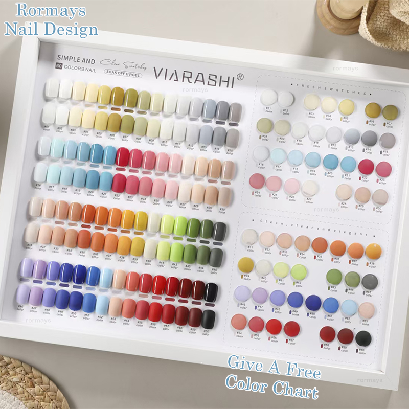 Rormays Fashion gel 60 Color nail polish Rainbow Color Set Semi Permanent Sequins Shiny Gloss UV LED Nail Art Design gel Varnish 15ML Wholesale Factor