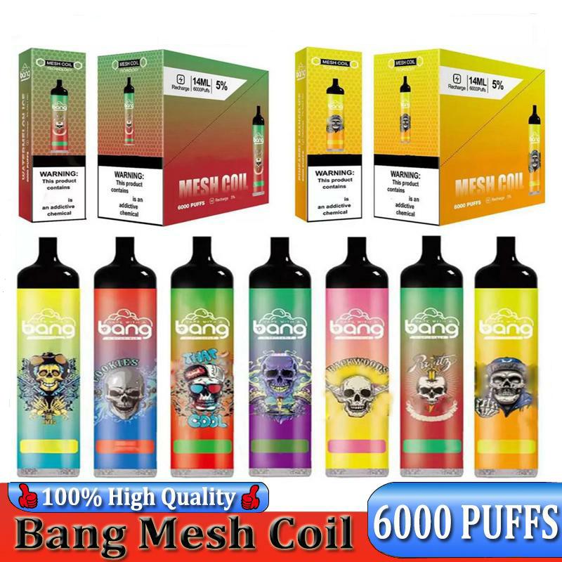 Original Bang Mesh Coil 6000Puffs Bars Disposable E cigarettes Vape Pods Cartridge 1100mAh Rechargeable Battery
Original Bang Mesh Coil 6000Puffs Bars Disposable E cigarettes Vape Pods Cartridge 1100mAh Rechargeable Battery