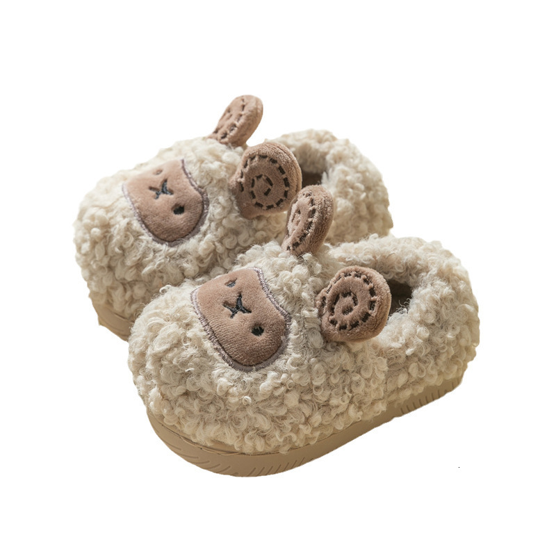 Slipper Kids Cotton-padded Home Shoes Winter Cartoon Cute Sheep House Slippers Baby Girls Warm Shoes Boys Slides 2-8Y Pantufa Infantil 230301