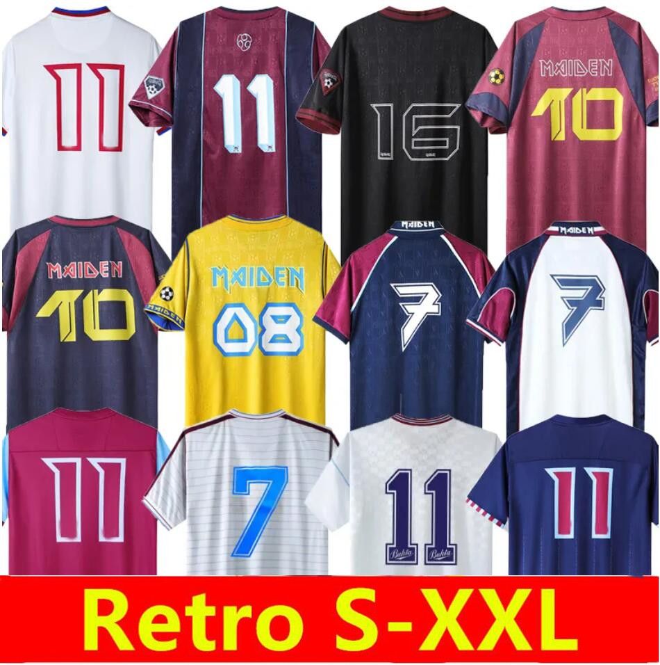 

1986 89 West Hams retro soccer jersey Iron Maiden 1990 95 97 DI CANIO KANOUTE LAMPARD 1999 2001 2008 2010 2011 Football Shirts Men Uniforms