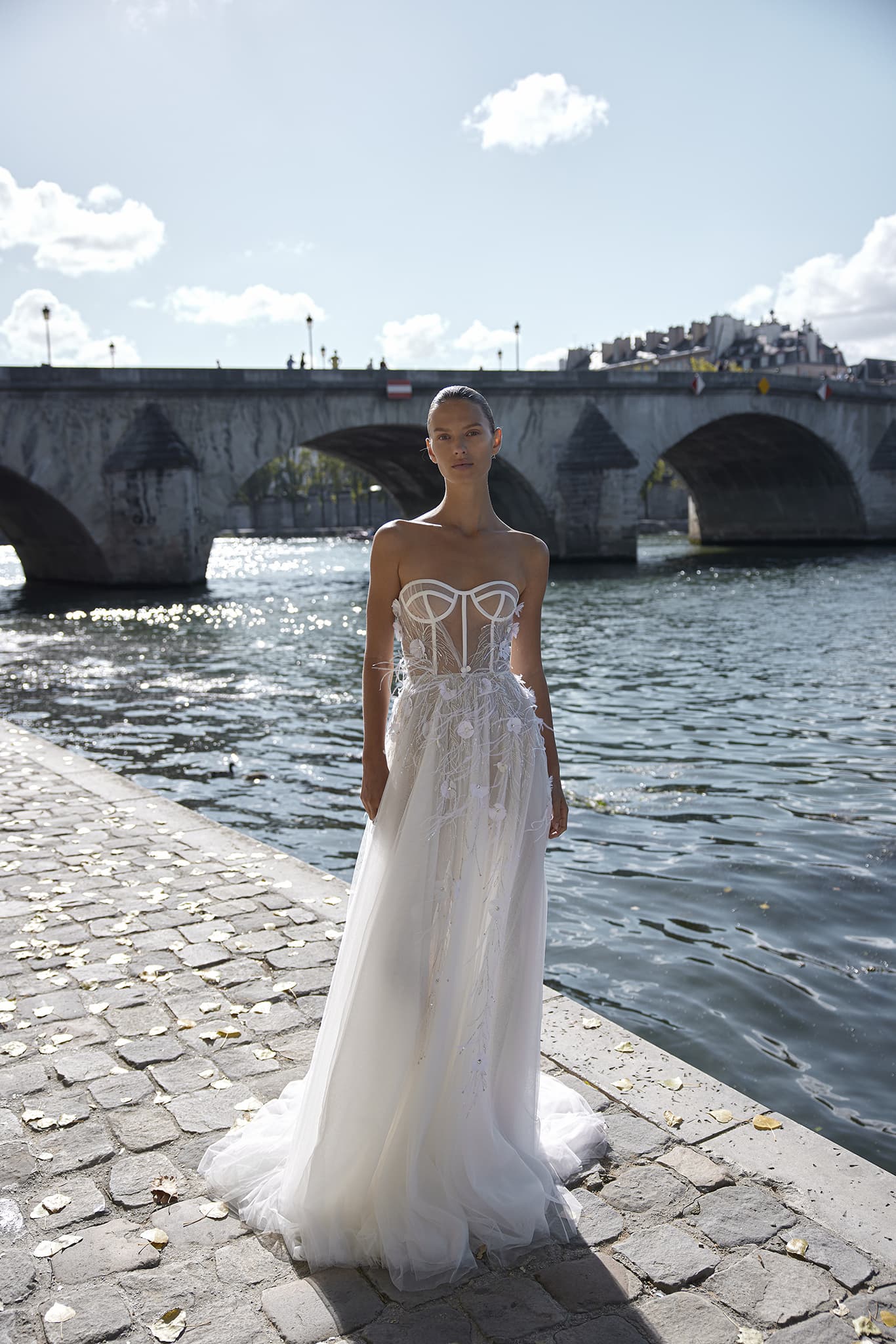 Summer Beach A Line Wedding Dress Illusion Strapless 3D Flowers Princess Tulle Custom Made Bridal Dresses Vestido De Novia