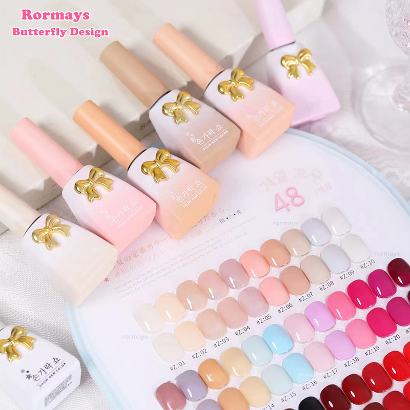 Rormays 48pcs Gel Polish Set For Nail Salon Wholesale Soak Off UV LED Gel Top Coat Different Bottles Korean Gel Stlye 15ml Nail Gel Factory