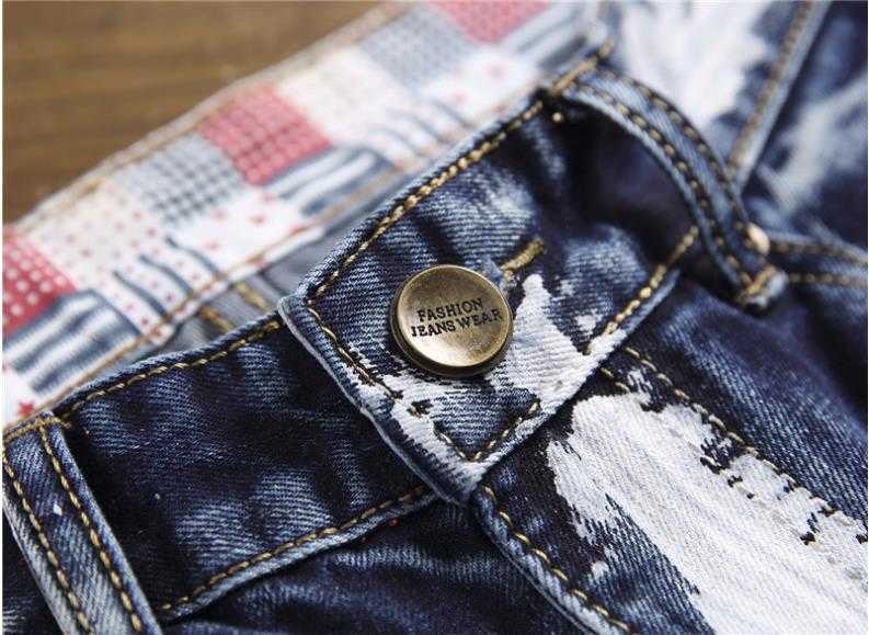 Men's Jeans New Fashion Brand Autumn Winter Patchwork Ripped Embroidered Stretch Trendy Holes Straight Denim Trouers Y2303
