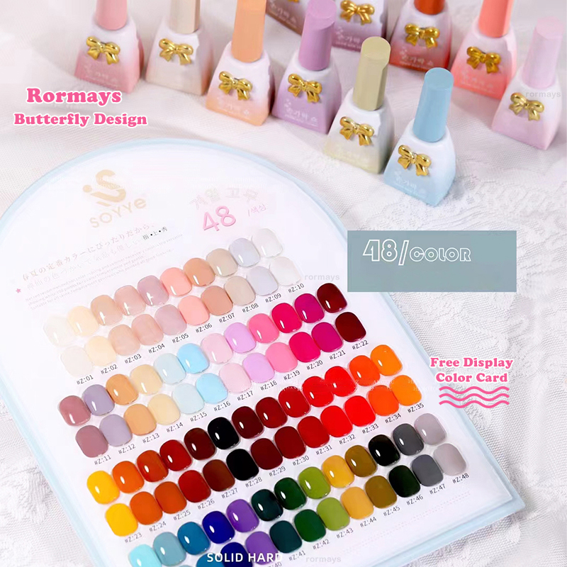 Rormays 48pcs Gel Polish Set For Nail Salon Wholesale Soak Off UV LED Gel Top Coat Different Bottles Korean Gel Stlye 15ml Nail Gel Factory